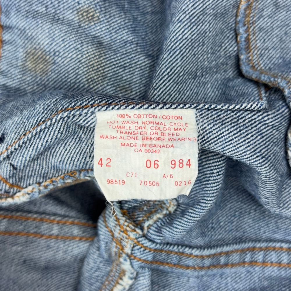 VTG Levi's Denim Jacket Mens 42 Blue Trucker Type 3 80s Canada 70506-0216 - Picture 7 of 12